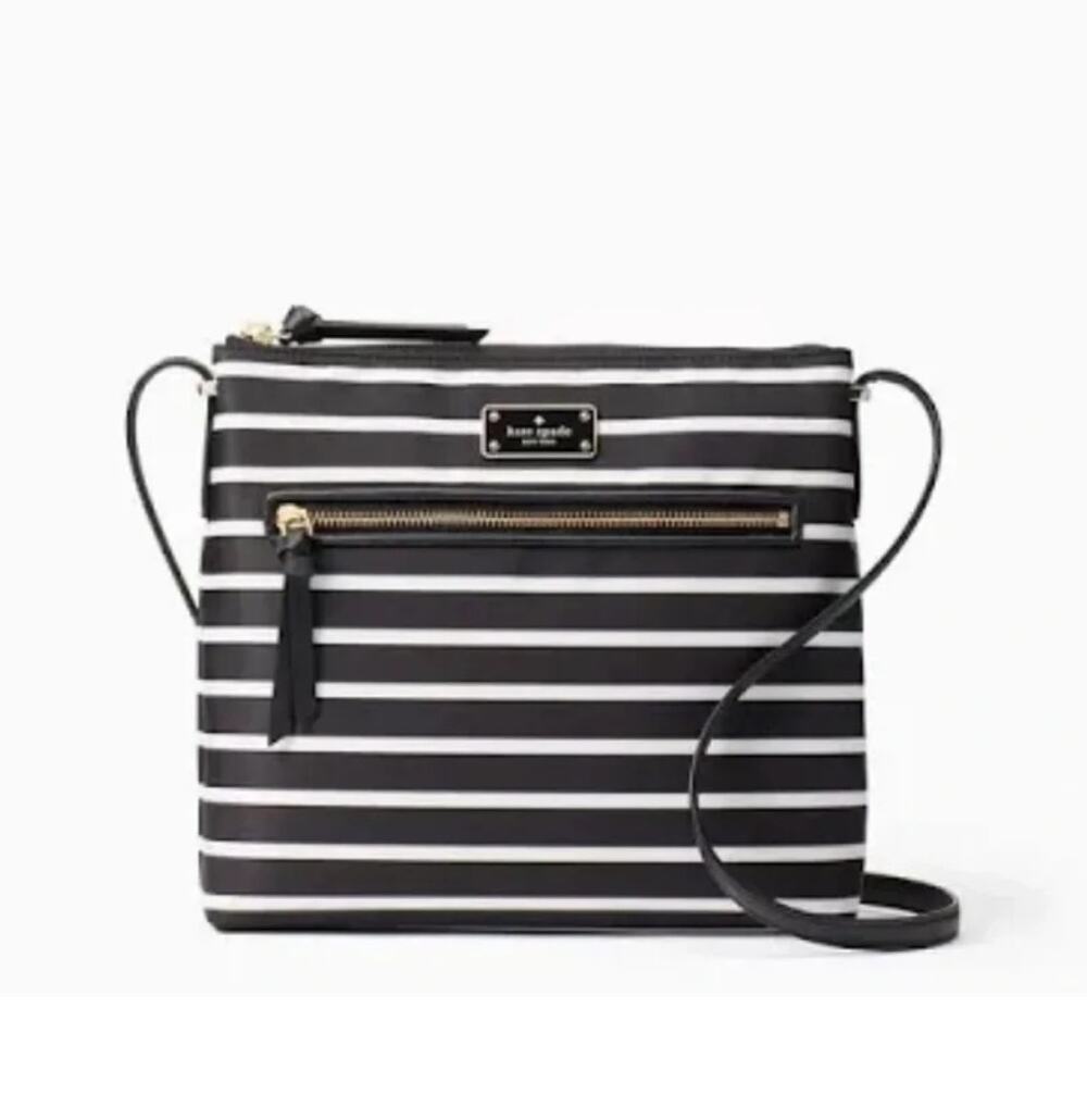 kate spade Black and White Striped Crossbody Bag